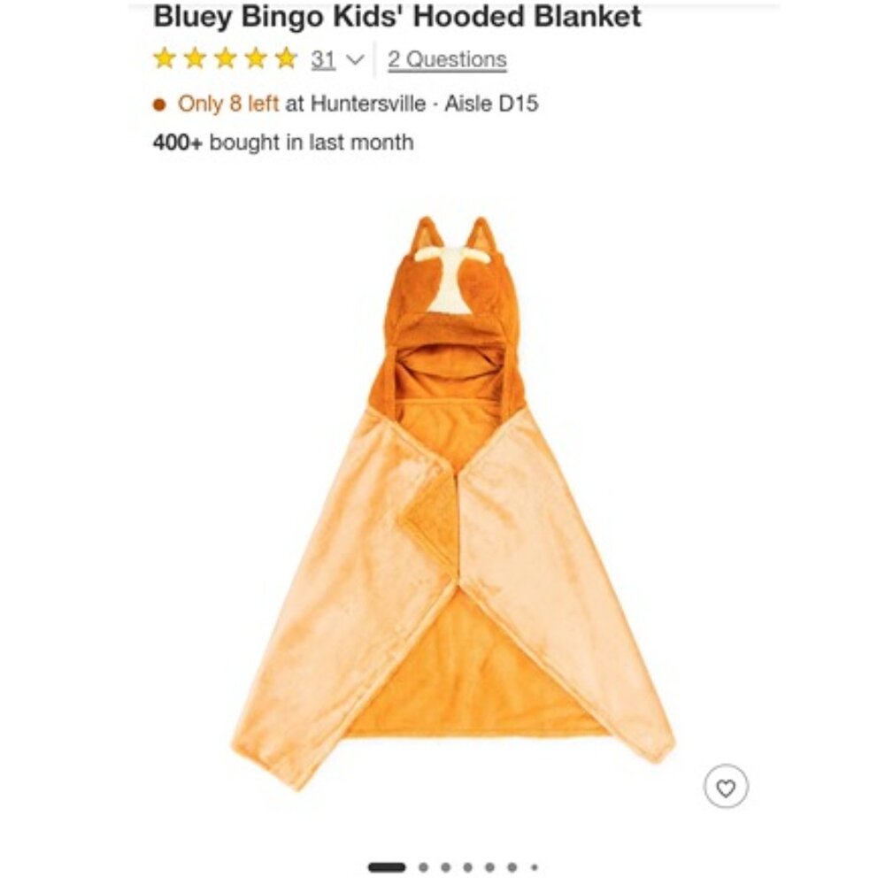 fleece soft fuzzy kids Bluey tv Bingo hooded blanket with ears target